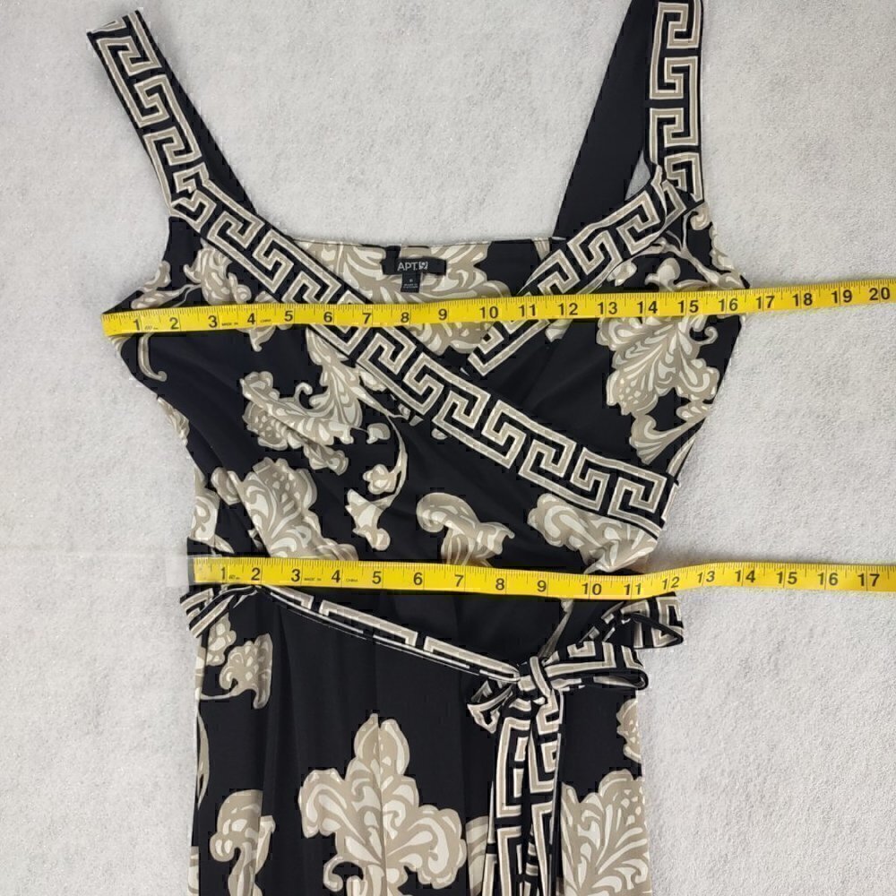 APT. 9 Floral Paisley, Black Tan Grecian Women's Belted Maxi Dress Size Small - Picture 7 of 11